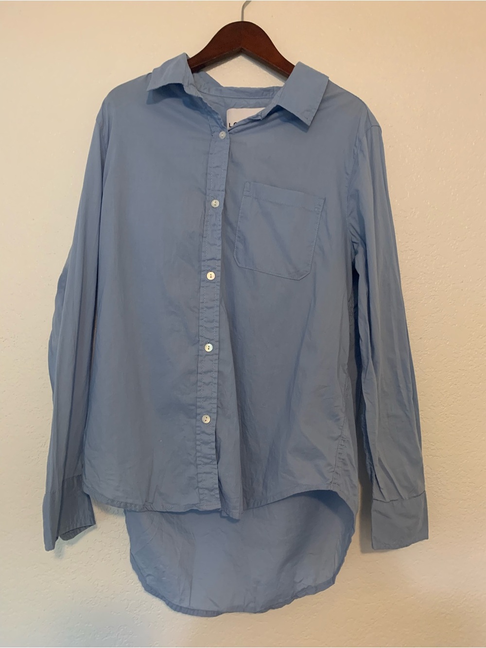 Lola River Light Blue Casual Button-Down Shirt 100% Cotton | S